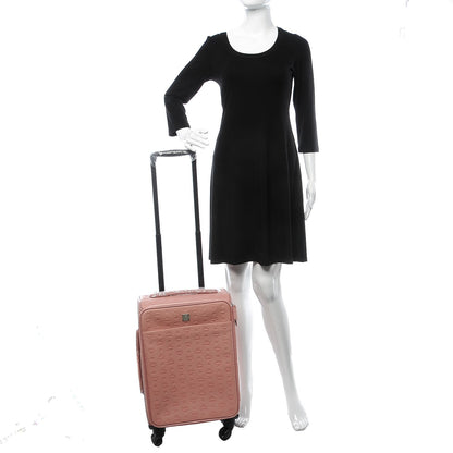 MCM Calfskin Ottomar Monogram Rolling Luggage Pink 2 of 8