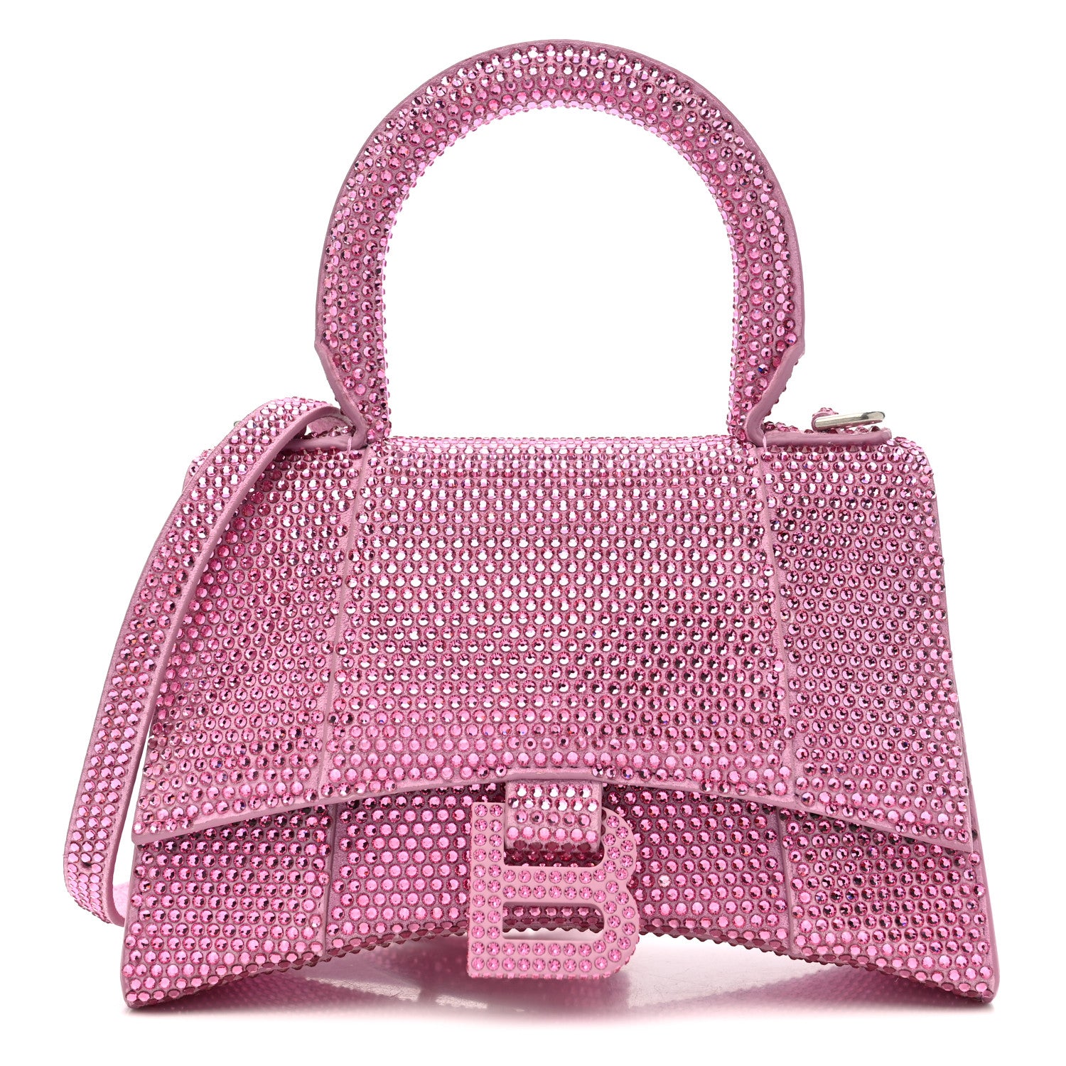 Balenciaga Strass Suede Hourglass Top Handle Bag XS Pink 1 of 11