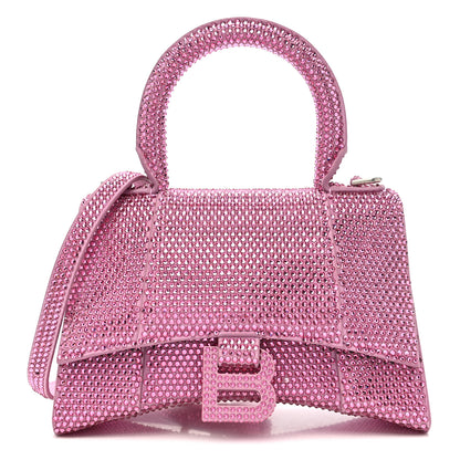 Balenciaga Strass Suede Hourglass Top Handle Bag XS Pink 1 of 11