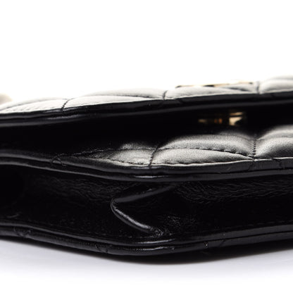 Chanel Calfskin Quilted Maxi Pearls Card Holder Flap With Chain Black 9 of 10