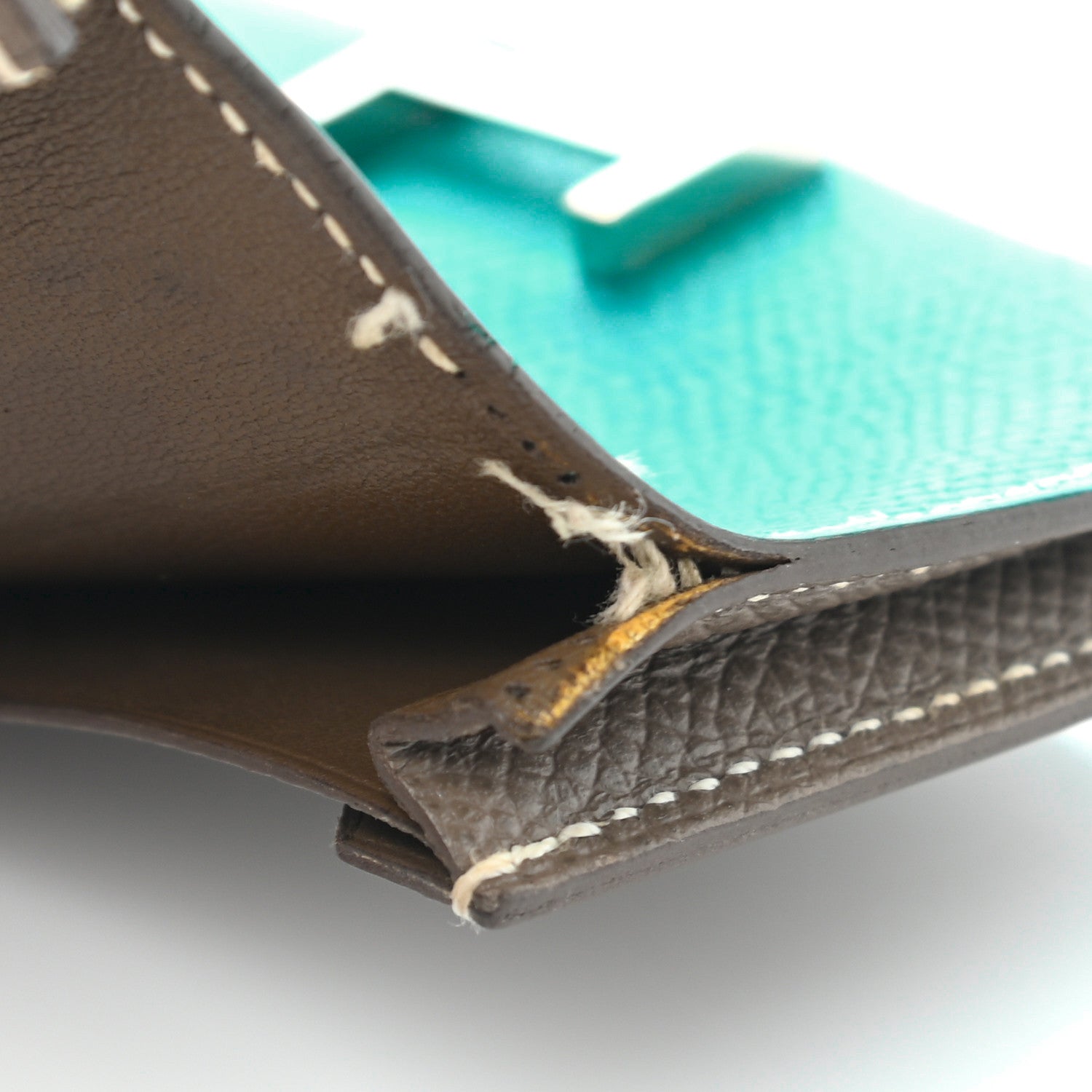 Hermes Epsom Bi Color Bearn Card Holder Wallet Bleu Paon Etoupe 10 of 16