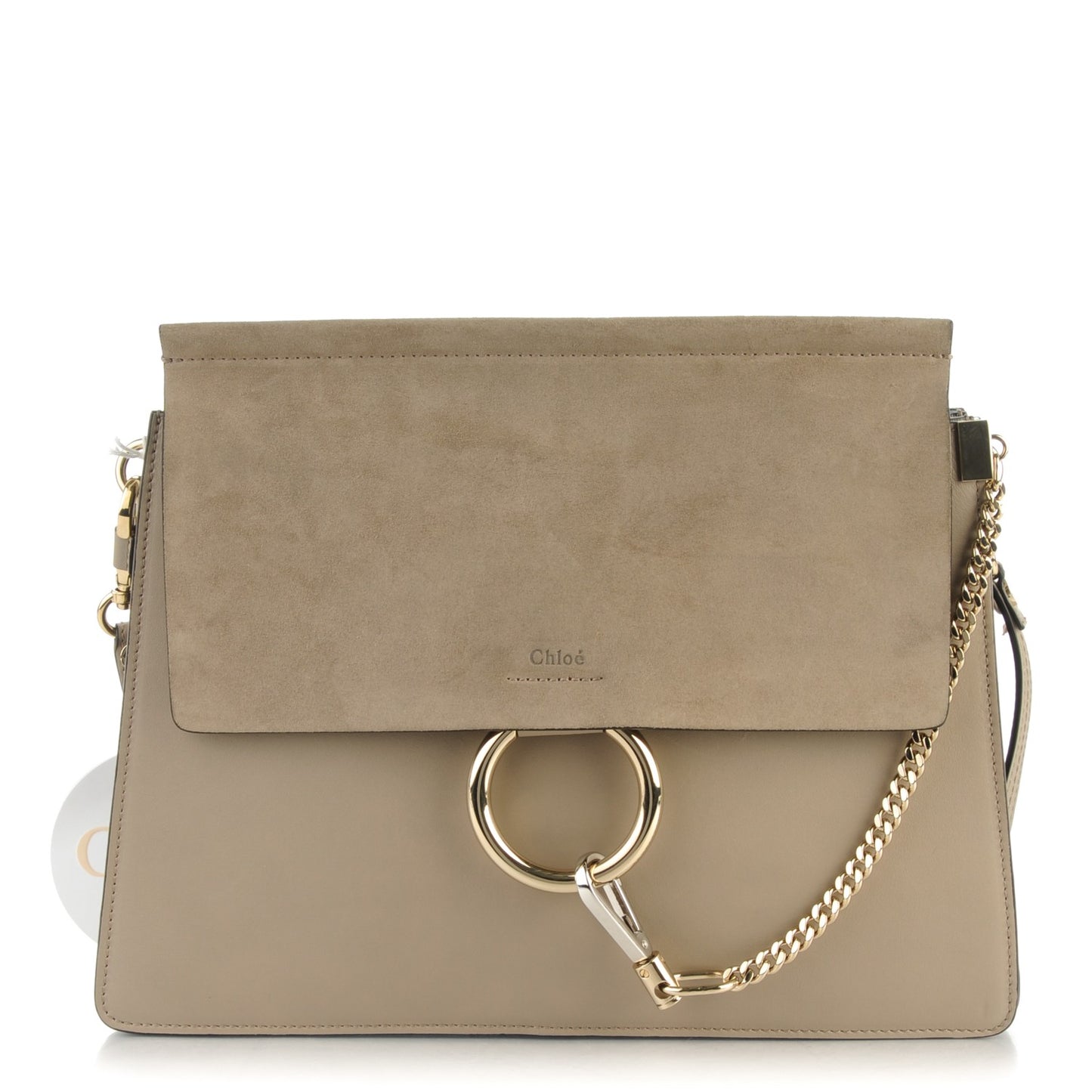 Calfskin Suede Medium Faye Shoulder Bag Motty Grey