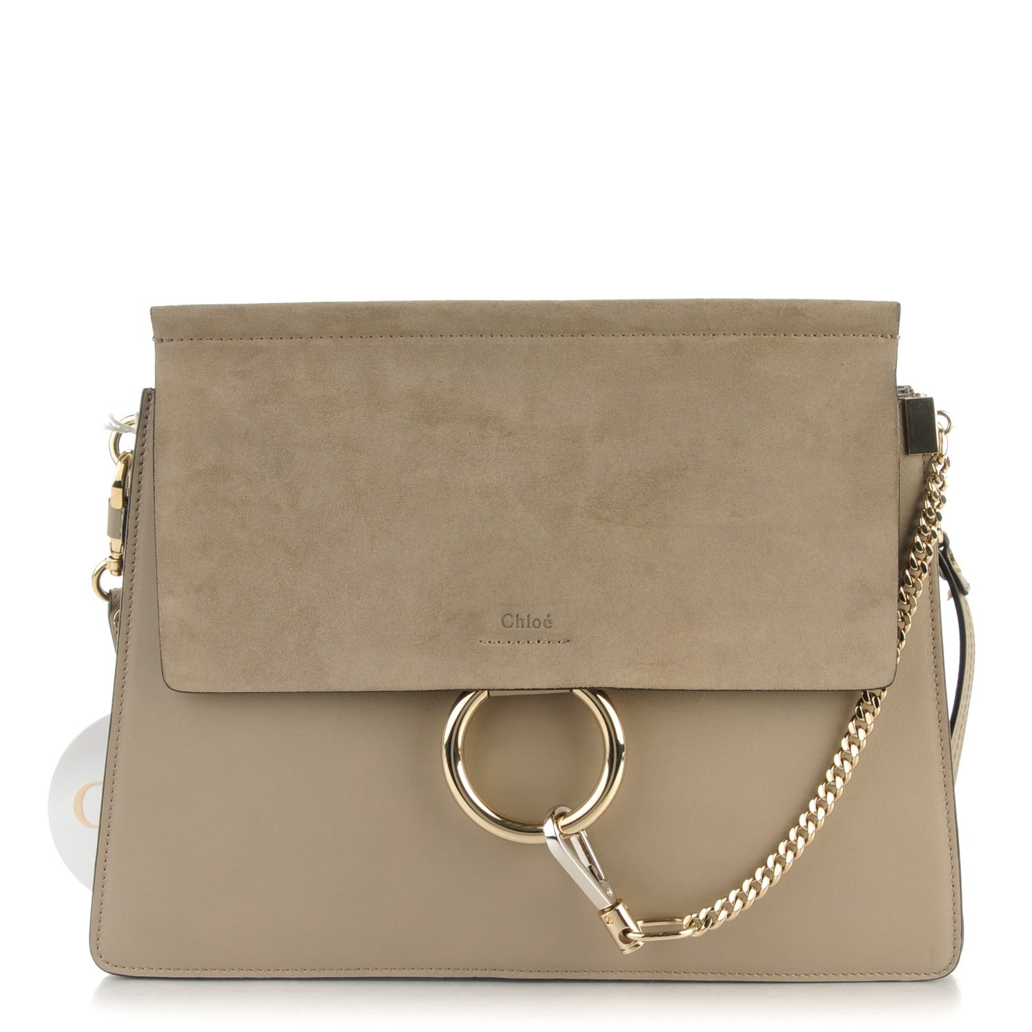 Chloe Calfskin Suede Medium Faye Shoulder Bag Motty Grey 1 of 8