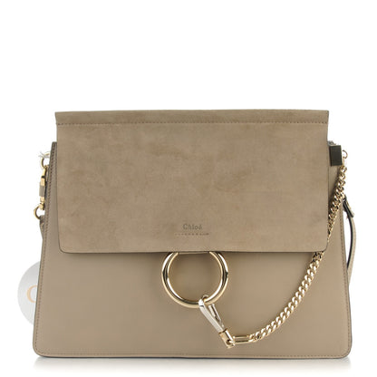 Chloe Calfskin Suede Medium Faye Shoulder Bag Motty Grey 1 of 8