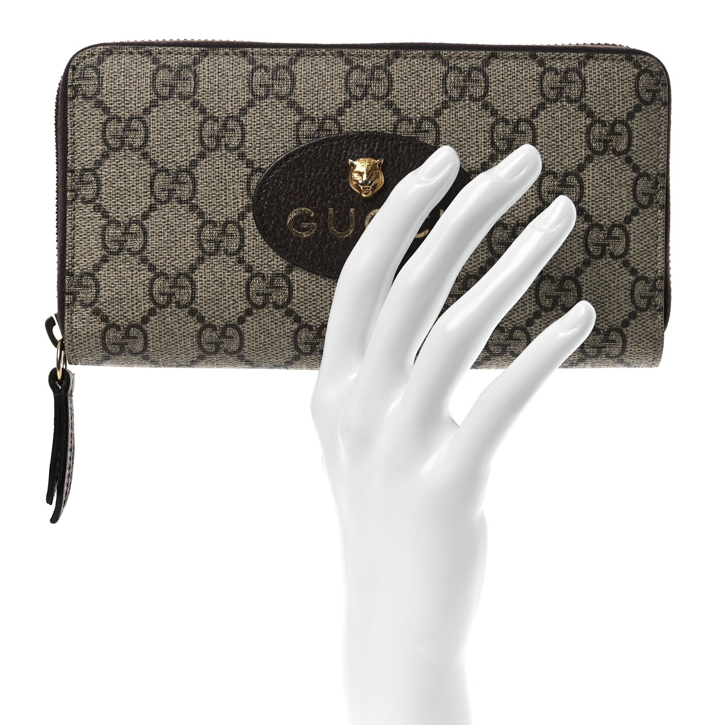 GG Supreme Monogram Neo Vintage Zip Around Wallet Beige Crop New Acero