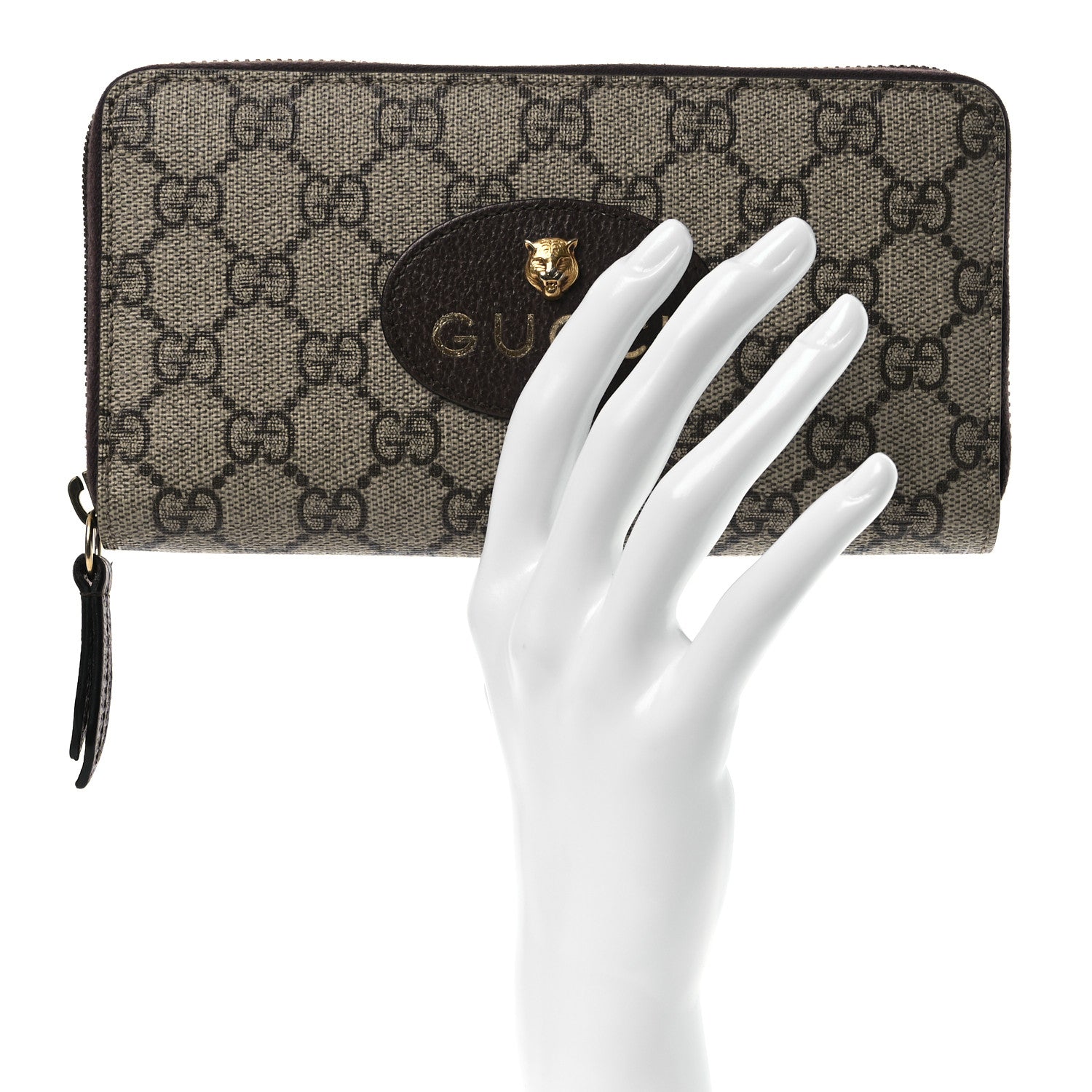 Gucci GG Supreme Monogram Neo Vintage Zip Around Wallet Beige Crop New Acero 2 of 13