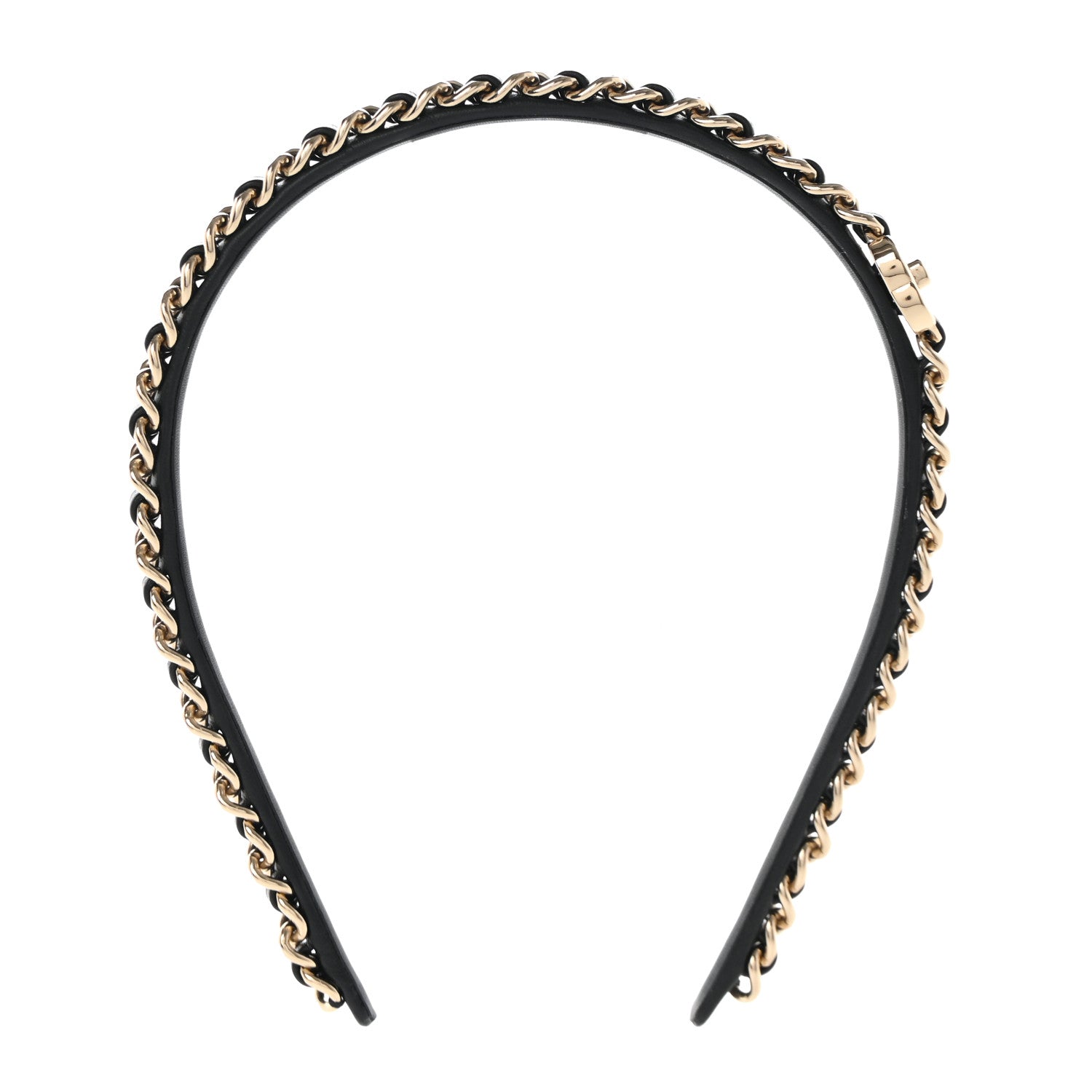 Chanel Metal Lambskin CC Turnlock Chain Headband Gold Black 1 of 7