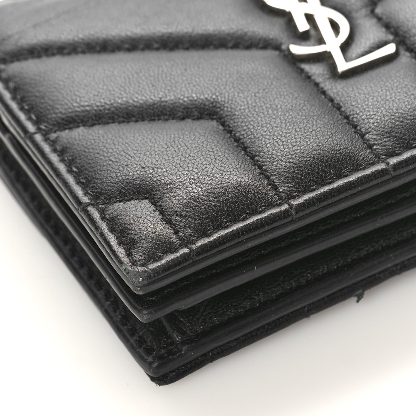 Lambskin Y Quilted Monogram Loulou Flap Wallet Black