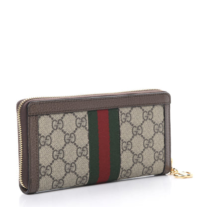 Gucci GG Supreme Monogram Web Ophidia Zip Around Wallet Brown 2 of 6