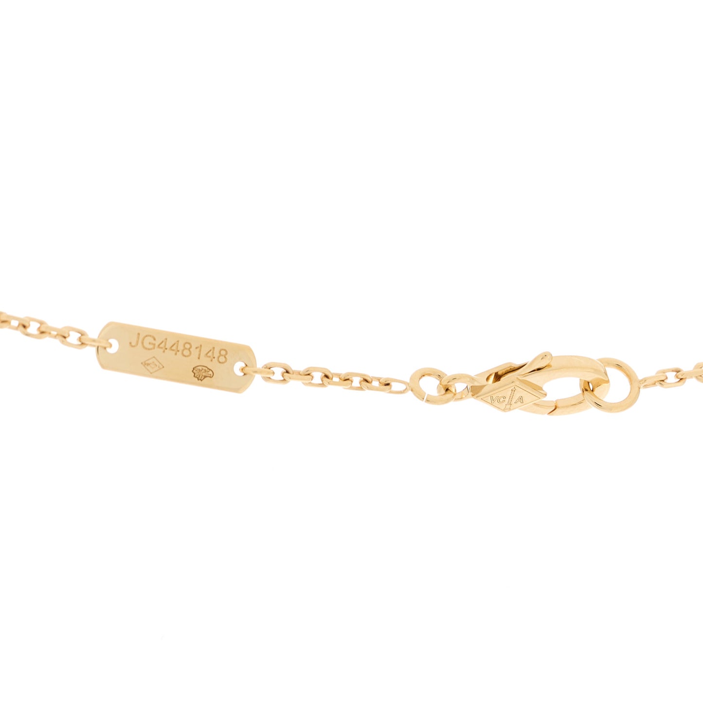 18K Yellow Gold Mother of Pearl Vintage Alhambra Pendant Necklace