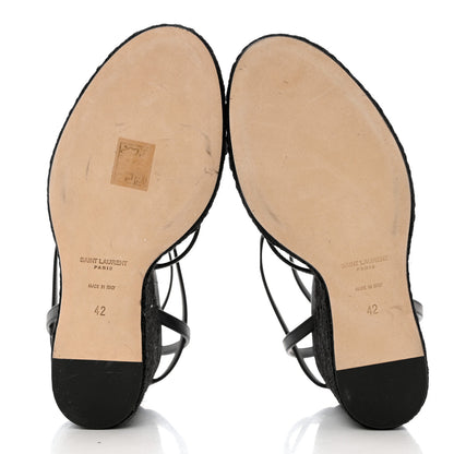 Saint Laurent Calfskin Cassandra Espadrille 105 Wedges 42 Black 5 of 10