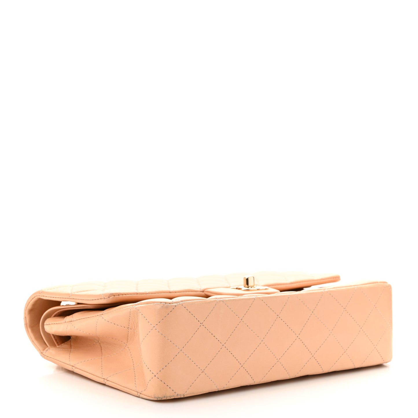 Lambskin Quilted Medium Double Flap Beige