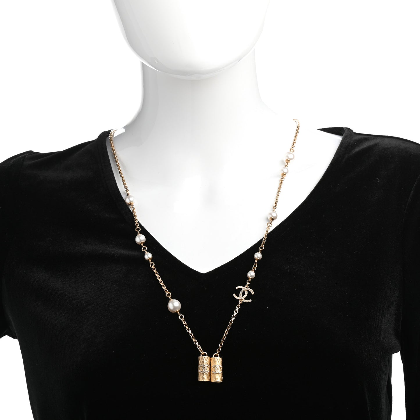 Crystal Pearl Airpod Necklace Gold
