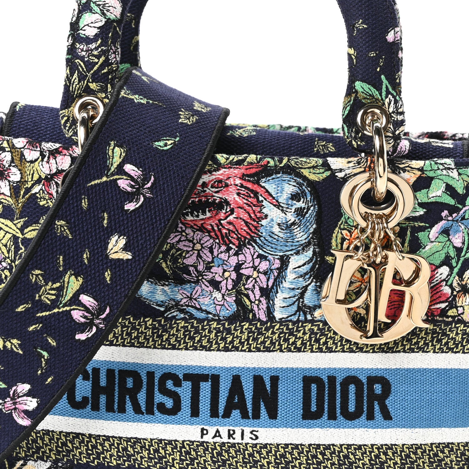 Christian Dior Canvas D-Constellation Embroidered Medium Lady D-Lite Bleu Multicolor 6 of 8
