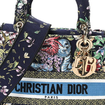 Christian Dior Canvas D-Constellation Embroidered Medium Lady D-Lite Bleu Multicolor 6 of 8
