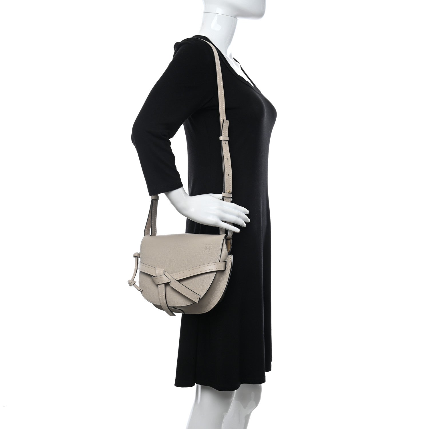 Loewe Grained Calfskin Small Gate Crossbody Bag Light Oat 2 of 10