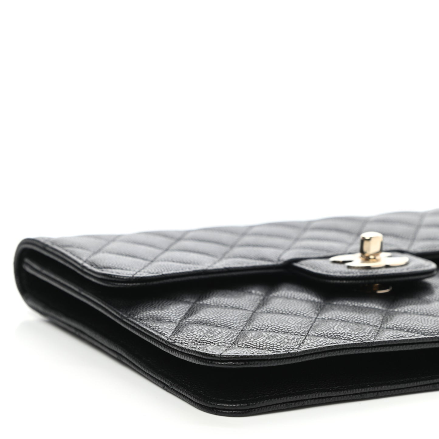 Caviar Quilted Square Flap Clutch Black