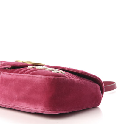Gucci Velvet Matelasse Blind for Love Embroidered Medium GG Marmont Shoulder Bag Light Raspberry Rose Multicolor 10 of 11