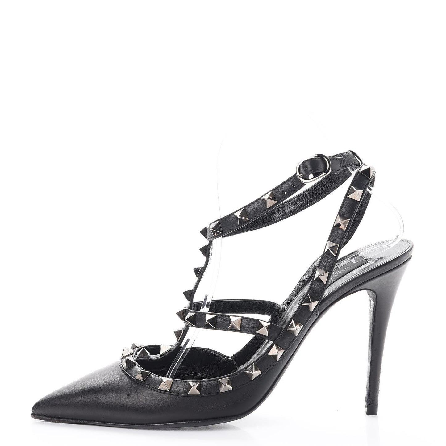 Nappa Rockstud Ankle Strap Pumps 38 Black