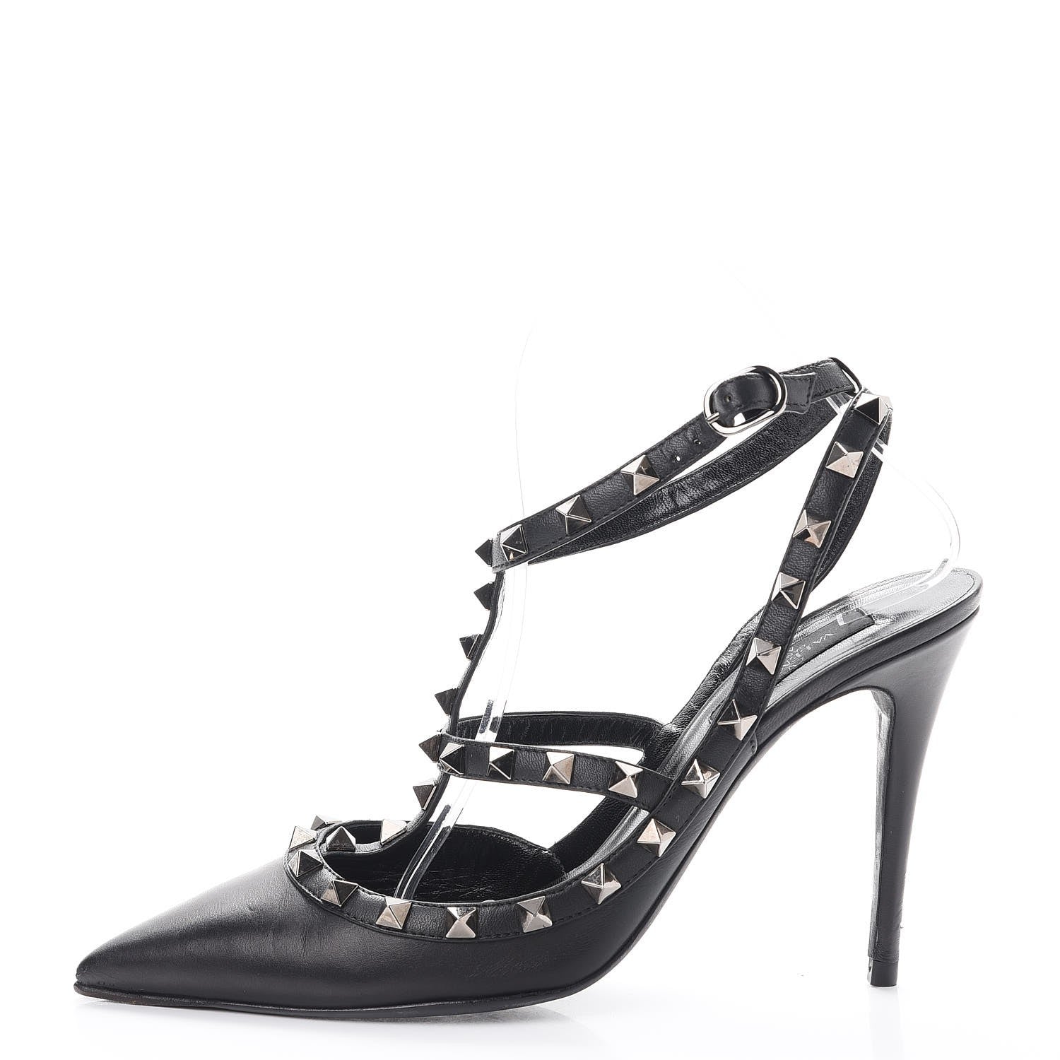 Valentino Garavani Nappa Rockstud Ankle Strap Pumps 38 Black 1 of 20