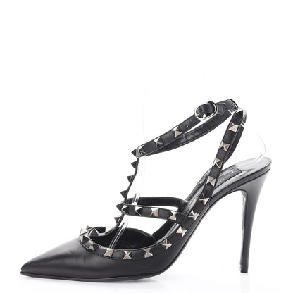 Valentino Garavani Nappa Rockstud Ankle Strap Pumps 38 Black 1 of 20