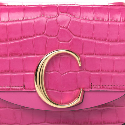 Chloe Calfskin Crocodile Embossed Mini C Double Carry Graphic Pink 9 of 9