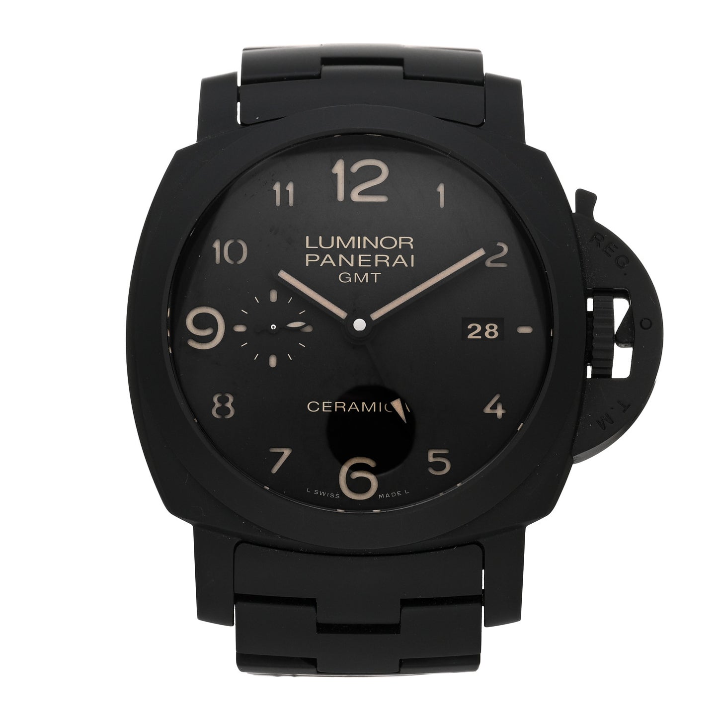 Titanium Ceramic 44mm Luminor Marina 1950 3 Days GMT Tuttonero Automatic Watch Black PAM00438