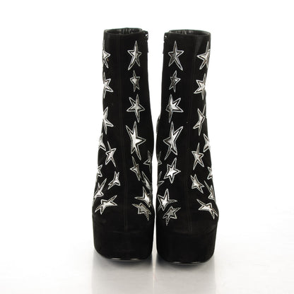 Saint Laurent Kid Scamosciato Lambskin Embossed Candy Star Studded Platform Boots 37 Black 2 of 6