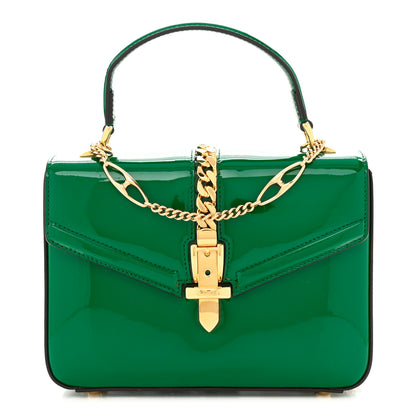 Gucci Mousse Top Patent Small Sylvie 1969 Top Handle Bag Emerald 1 of 10