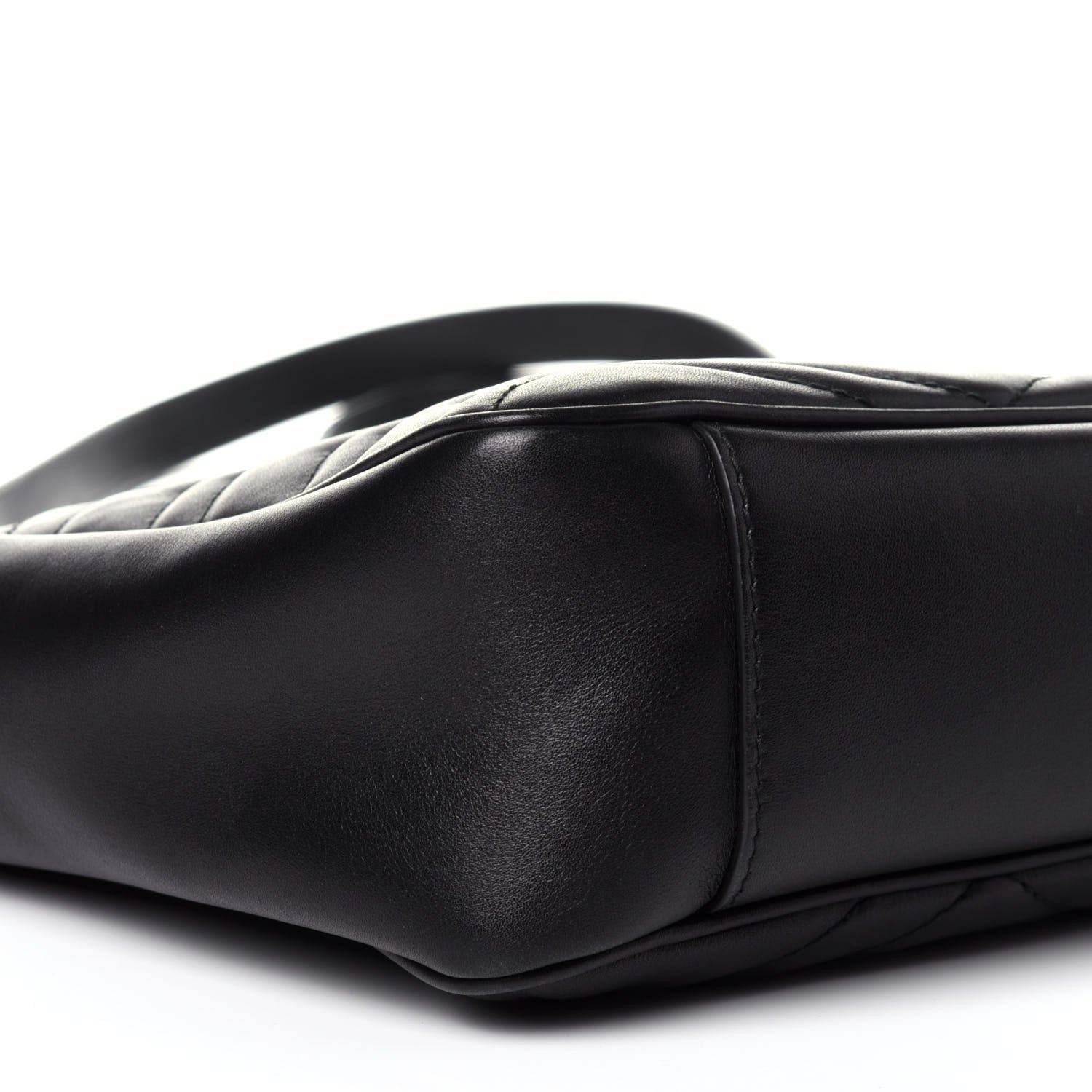 Gucci Calfskin Matelasse Medium GG Marmont Open Top Shoulder Bag Black 8 of 11