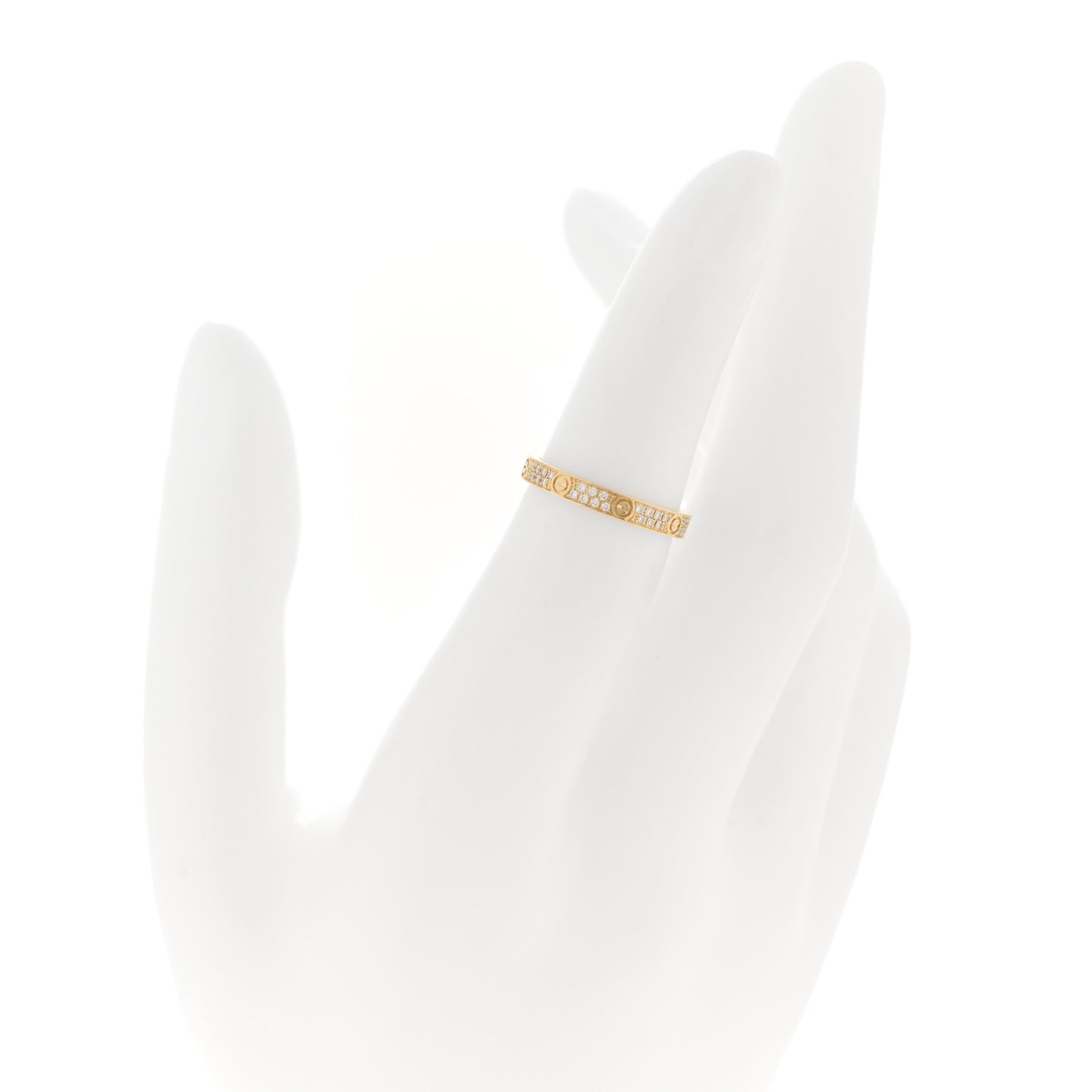 18K Yellow Gold Diamond 2.6mm LOVE Paved Band Ring 48 4.5