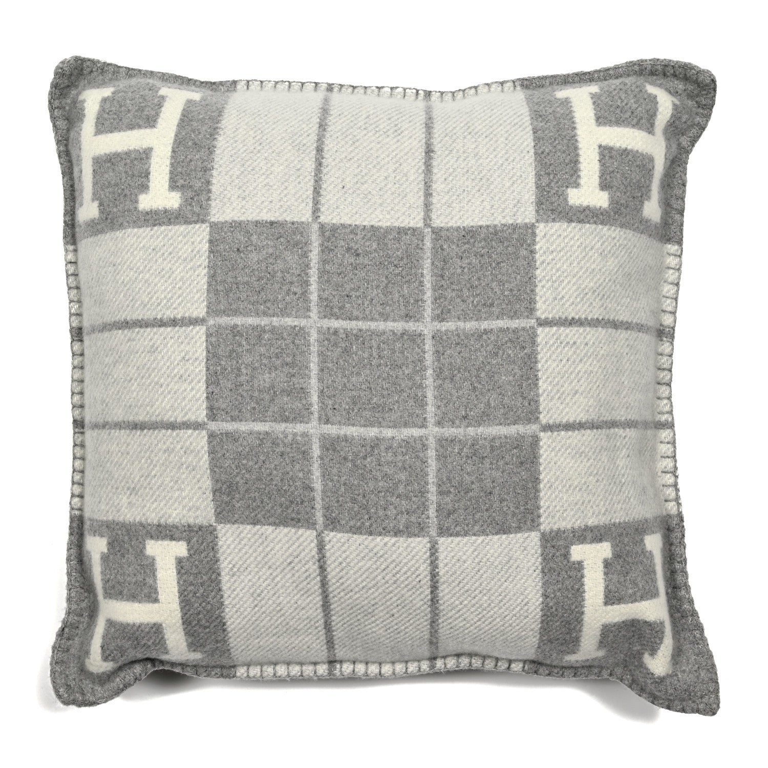 Hermes Wool Cashmere Avalon III Pillow PM Ecru Gris Clair 1 of 3