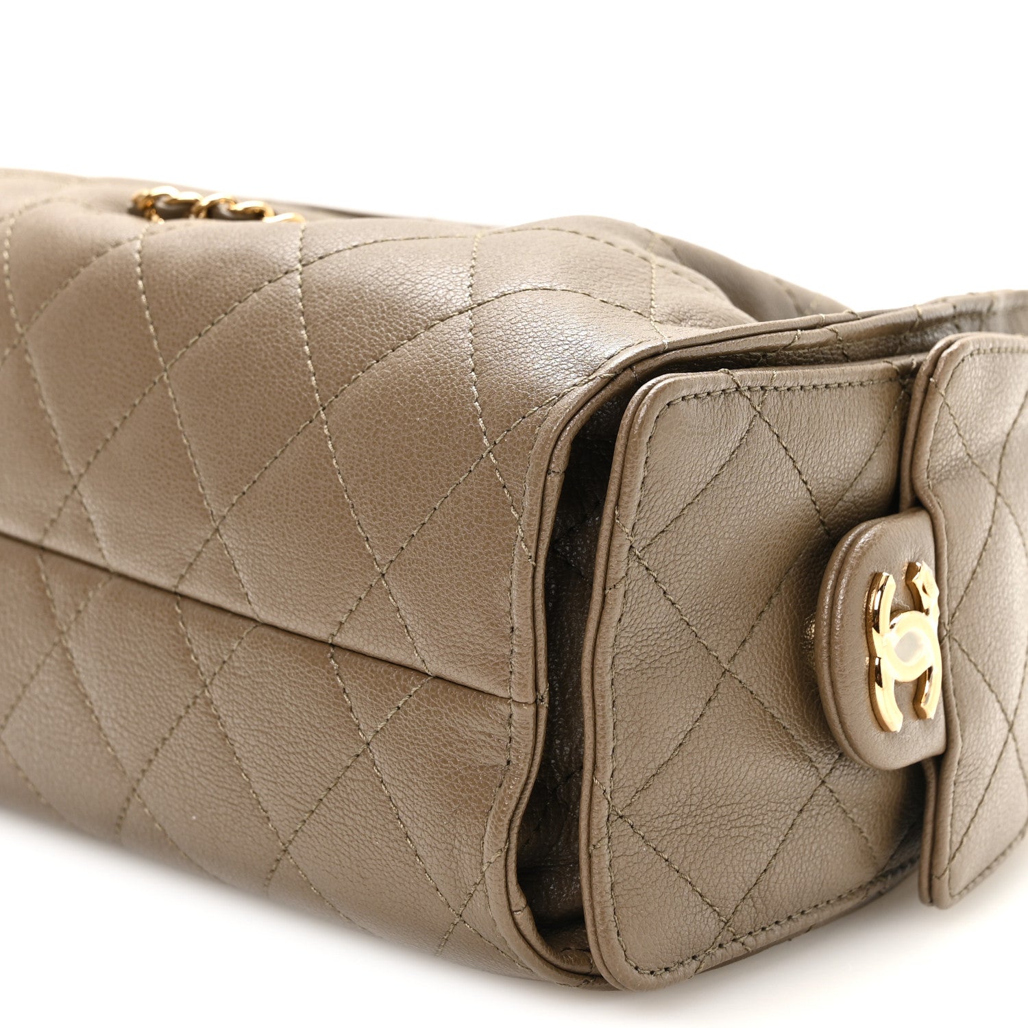 Chanel Goatskin Quilted Mini Chanel 25 Handbag Dark Khaki 10 of 10