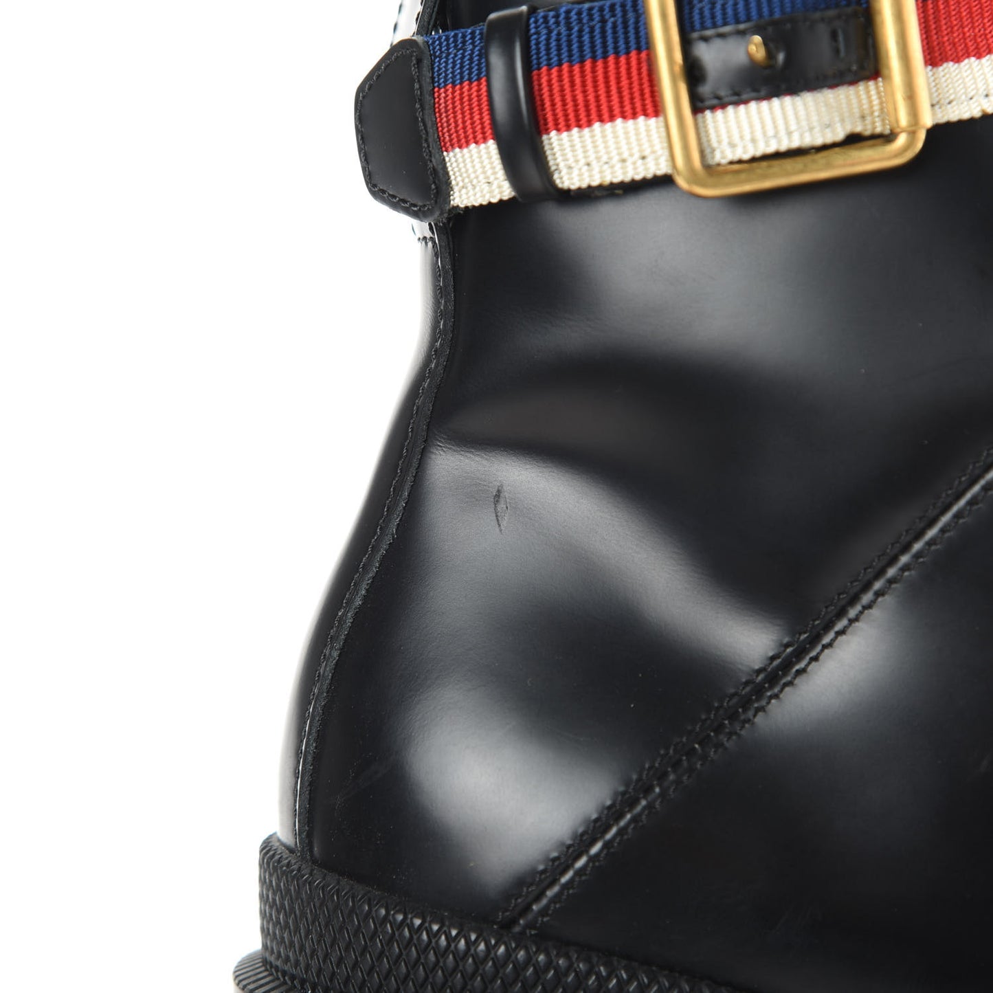 Calfskin Sylvie Web Lace Up Combat Boots 36 Black