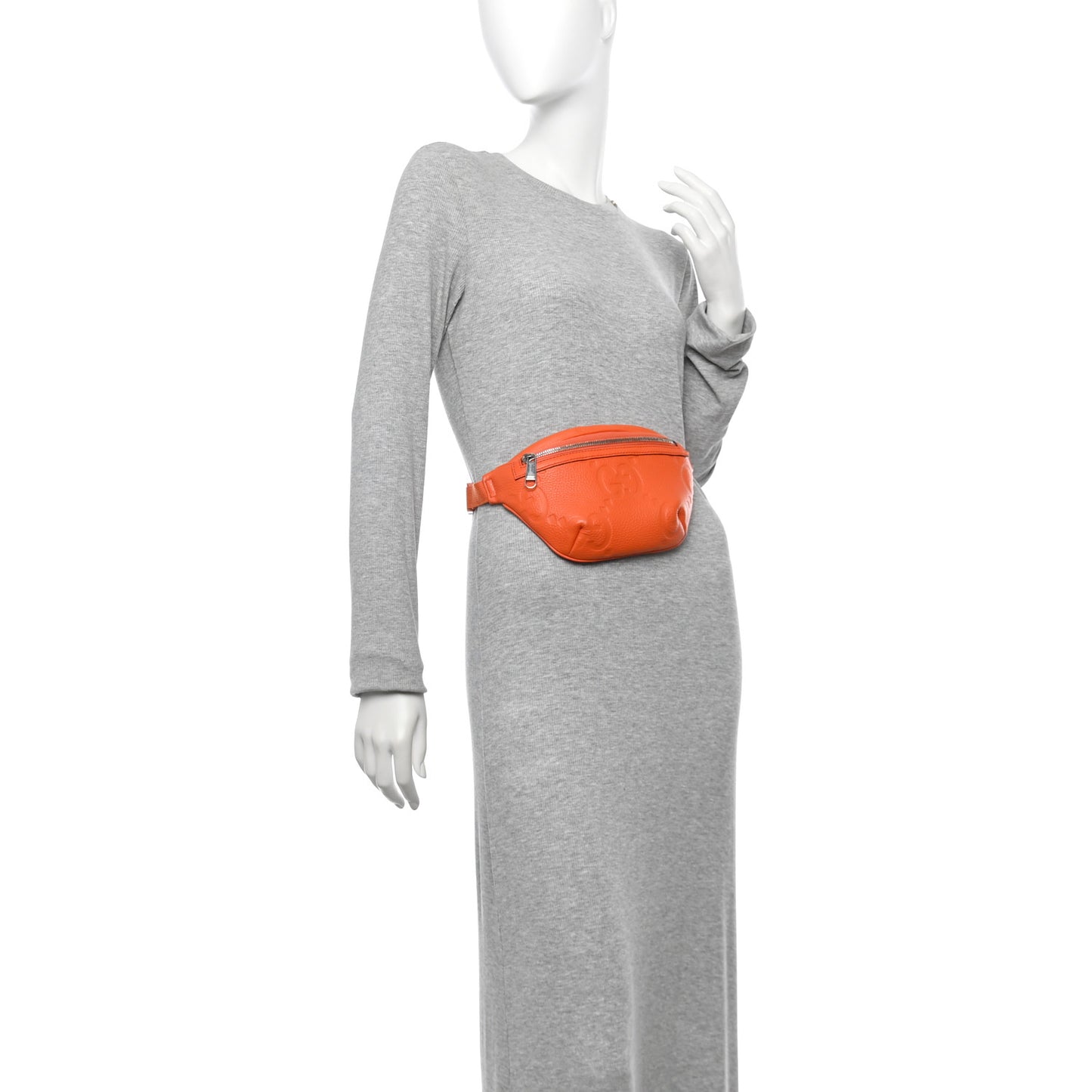Piuma Calfskin Jumbo GG Embossed Small Belt Bag Good Orange