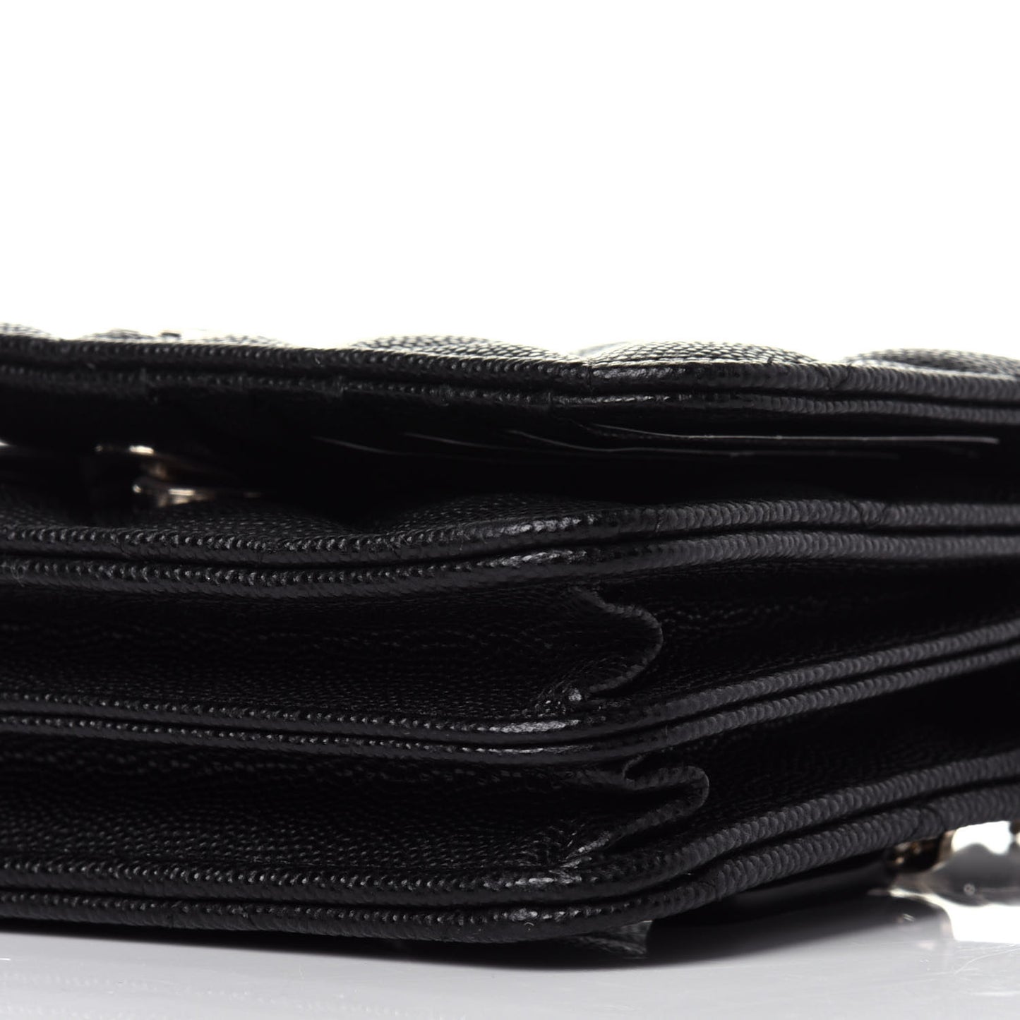 Caviar Quilted Mini Wallet On Chain WOC Black