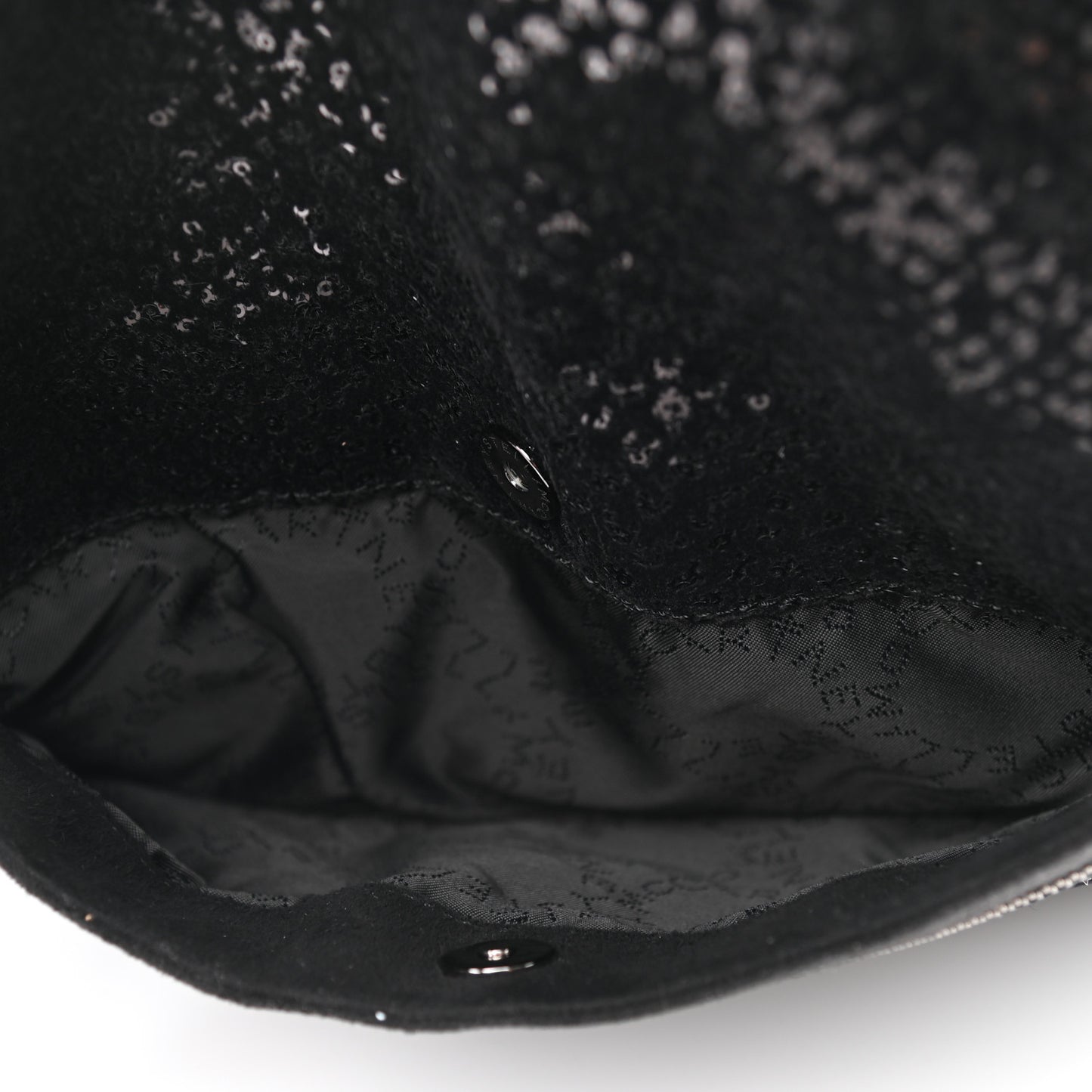 Sequin Falabella Fold Over Clutch Black