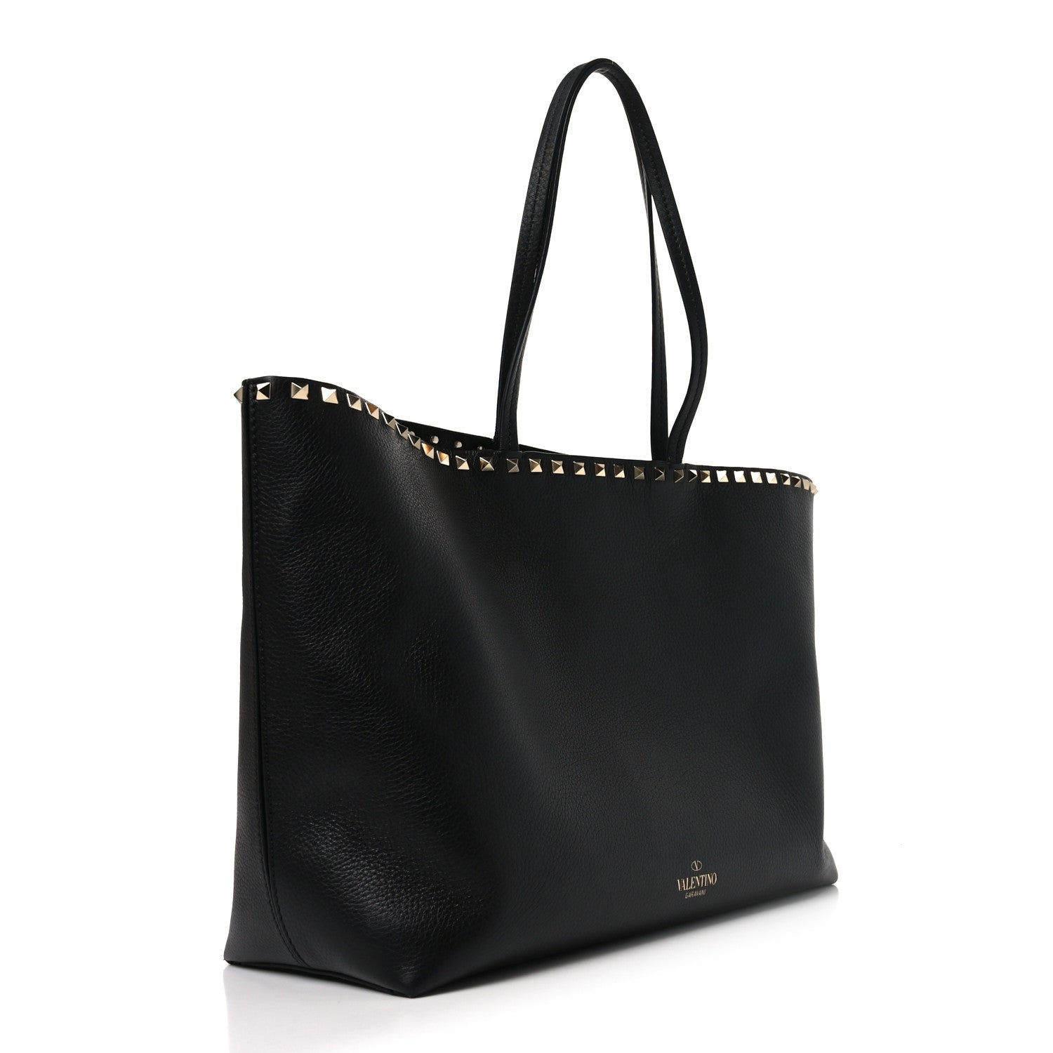 Valentino Garavani Grained Calfskin Rockstud Shoulder Tote Black 3 of 9