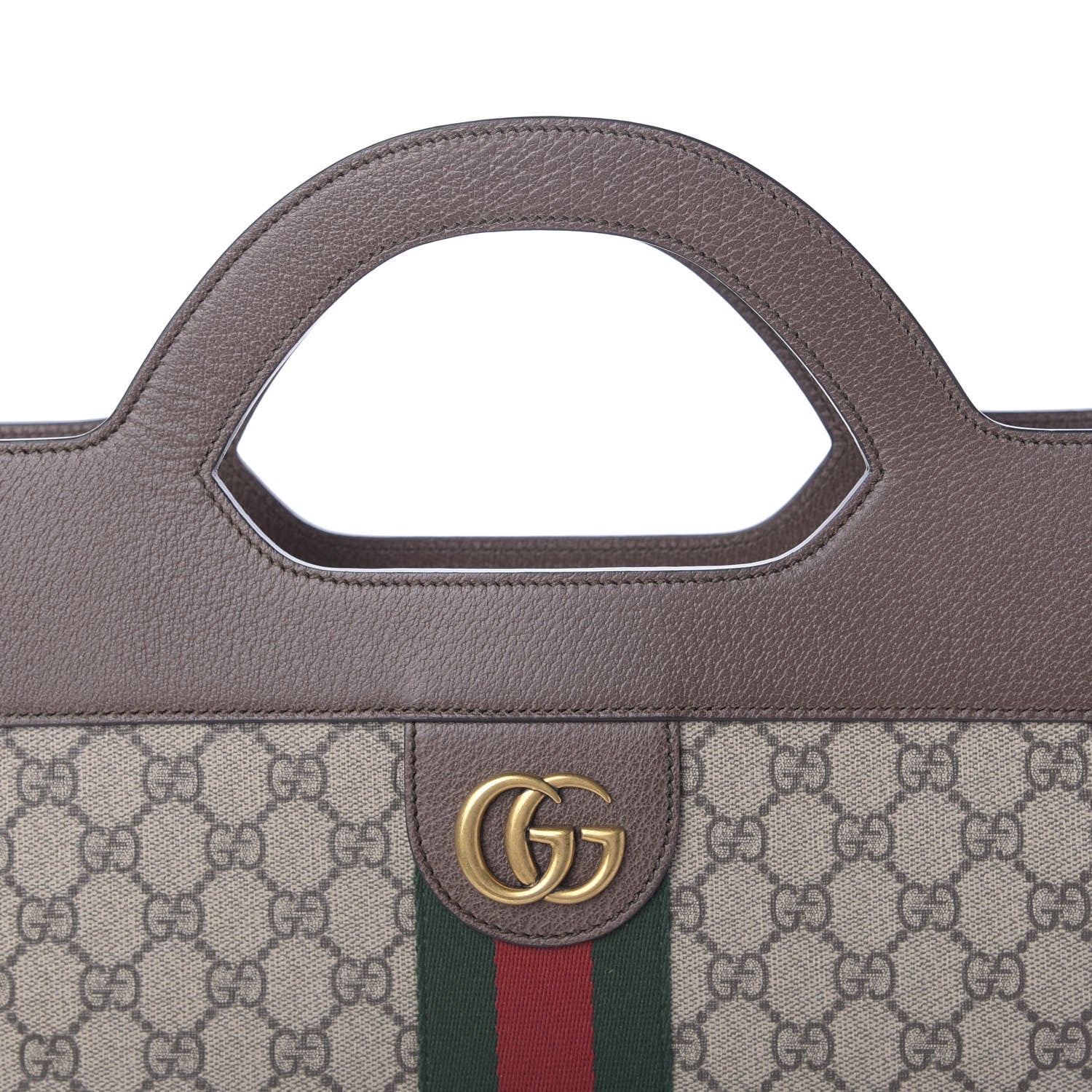 Gucci GG Supreme Monogram Textured Calfskin Web Medium Ophidia Slip Handle Tote Beige Ebony New Acero 11 of 11