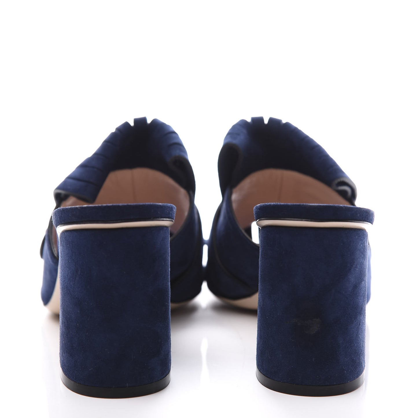 Kid Scamosciato GG Marmont Fringe 75mm Slide Sandals 38 Blue Ink