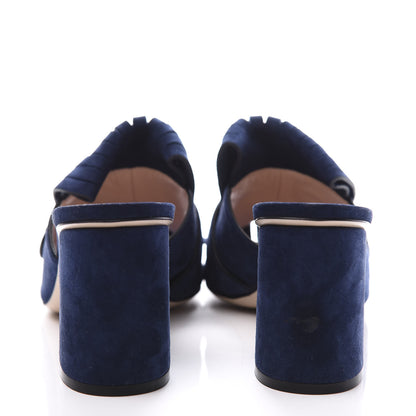 Gucci Kid Scamosciato GG Marmont Fringe 75mm Slide Sandals 38 Blue Ink 7 of 10