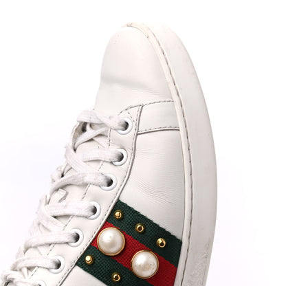 Gucci Calfskin Web Pearl Studded Womens Ace Sneakers 36.5 White 19 of 24