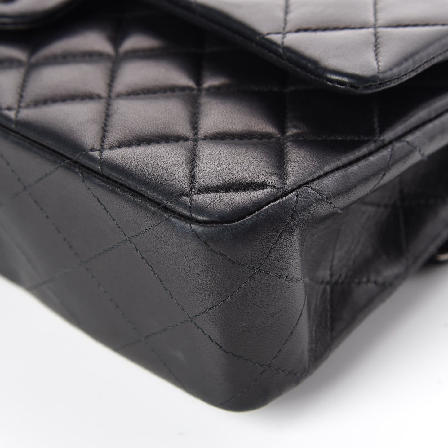 Lambskin Quilted Medium Double Flap Black