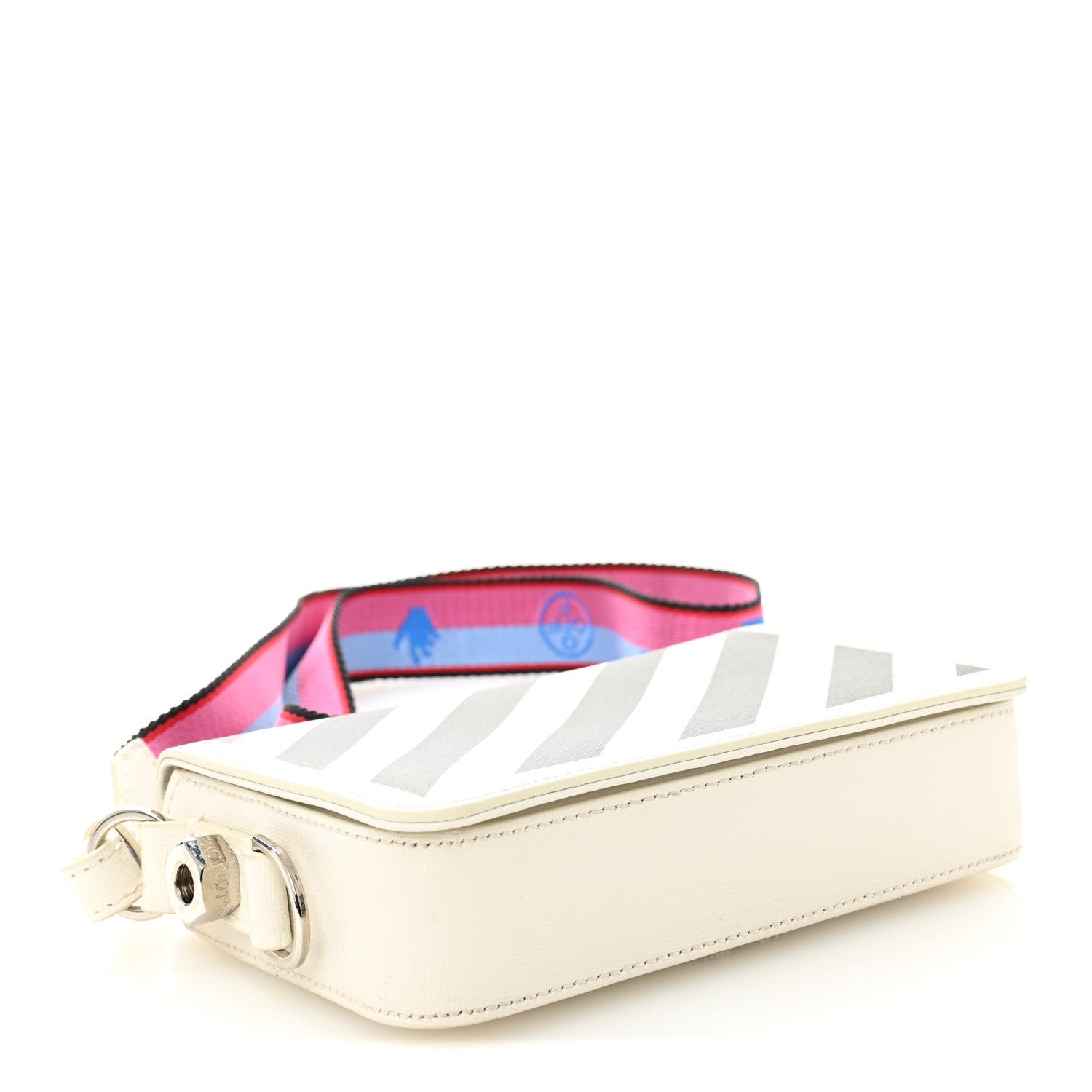 Off-White Saffiano Striped Mini Diag Binder Clip Bag White 4 of 12