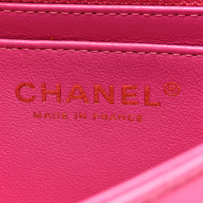 Chanel Lambskin Chevron Quilted Mini Rectangular Flap Dark Pink 6 of 15
