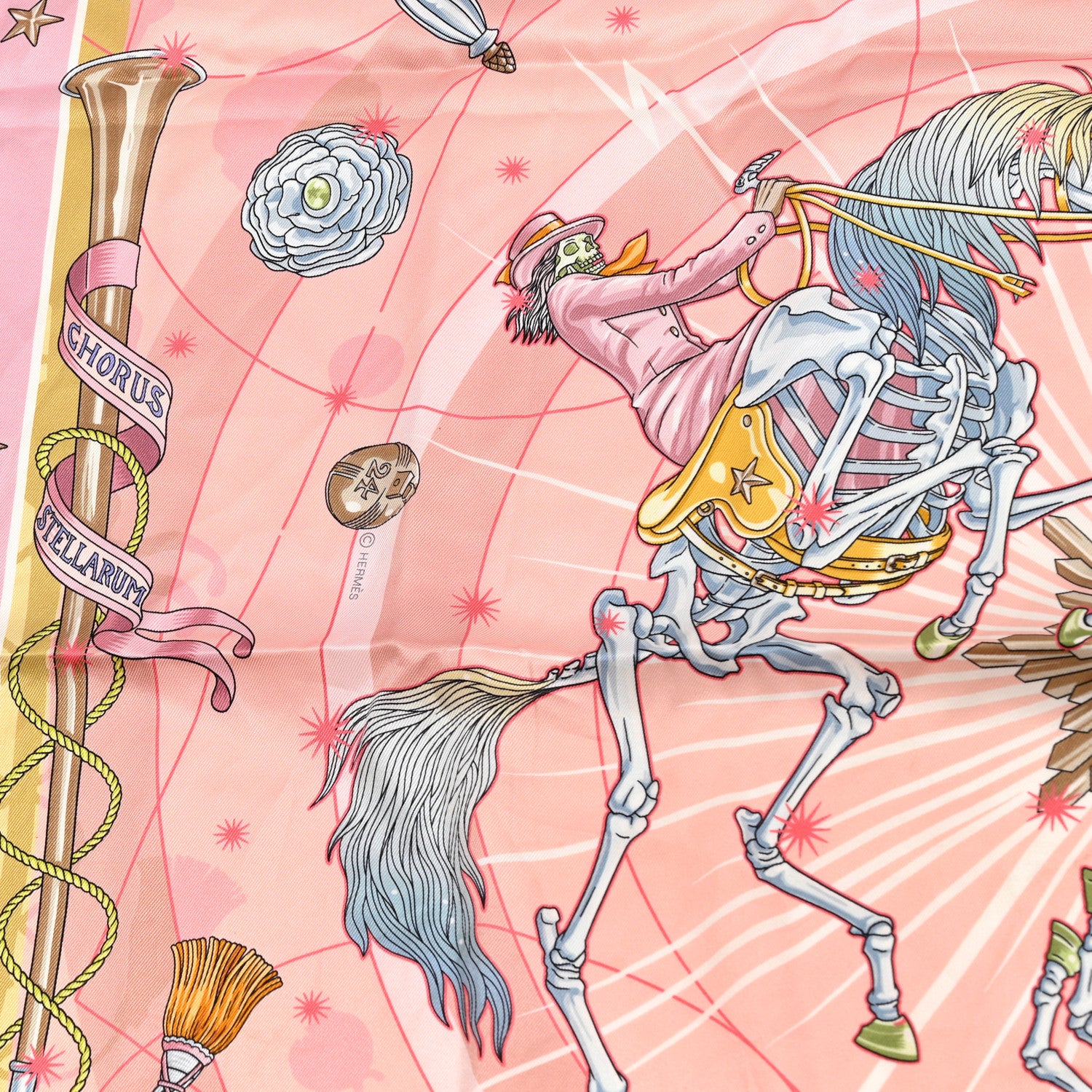 Hermes Silk Chorus Stellarum Scarf 70 Rose Poudre Gris 1797564