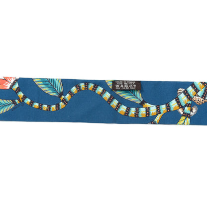 Hermes Silk The Savana Dance Twilly Turquoise Petrole Jaune 2 of 6