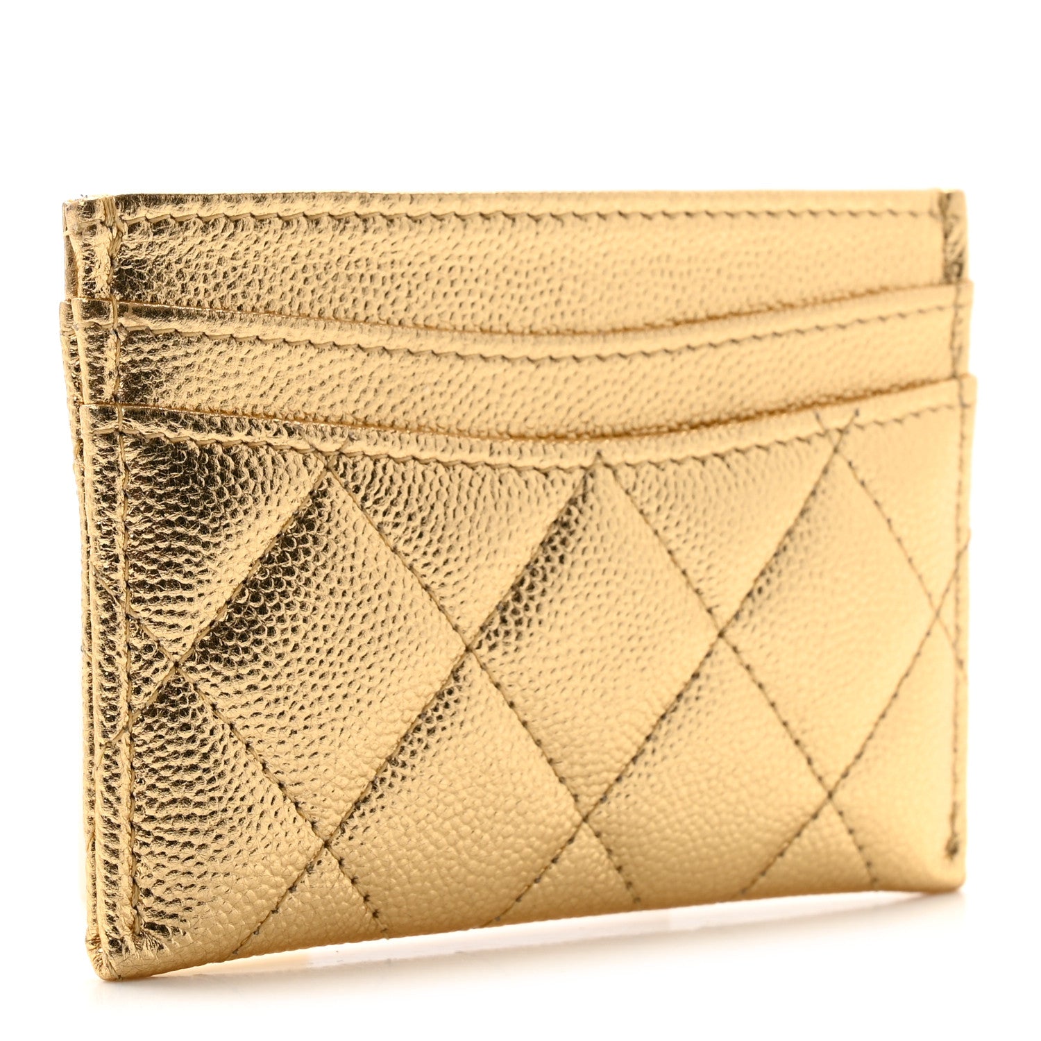 Chanel Metallic Caviar Quilted Card Holder Gold 3 of 8