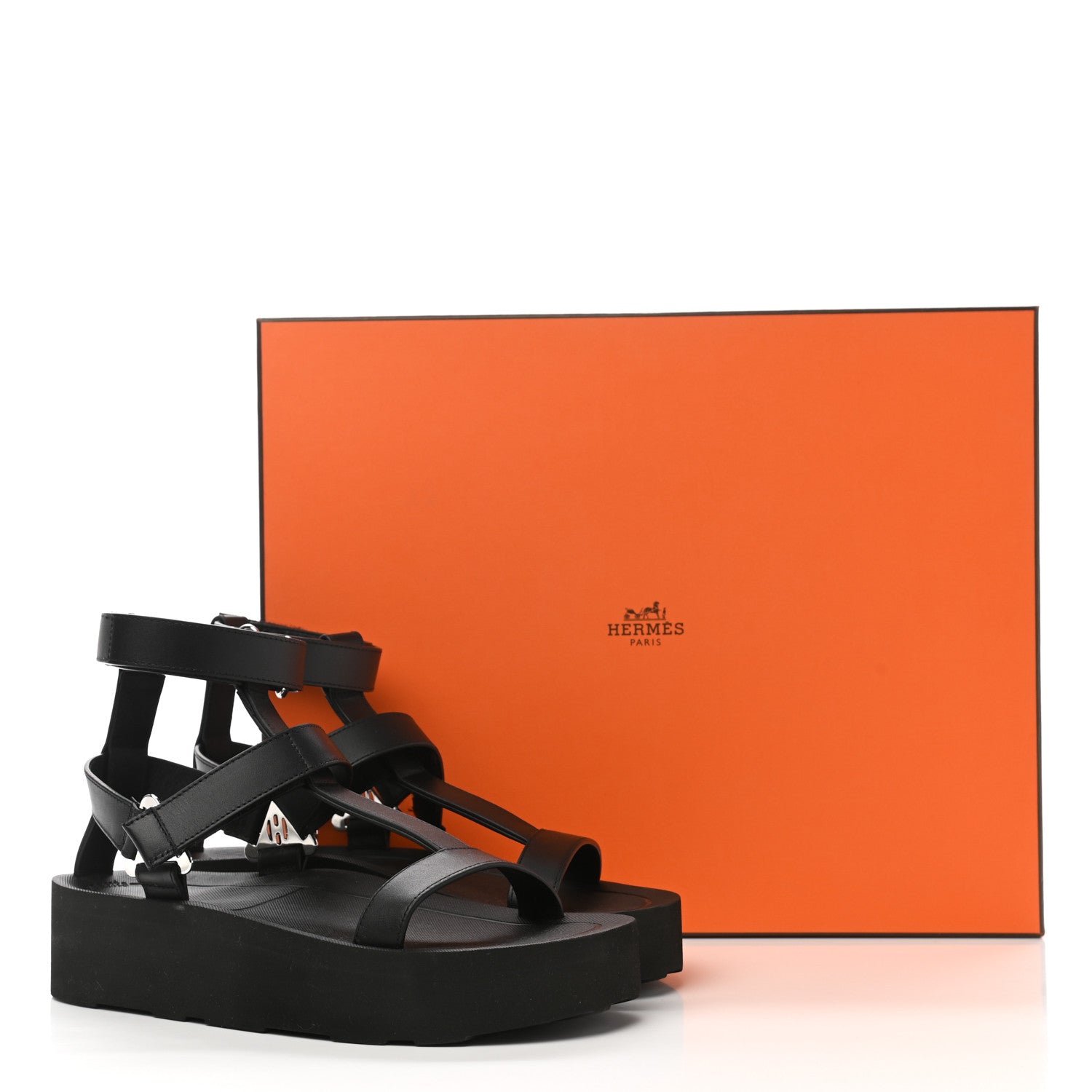 Hermes Calfskin Womens Enid Sandals 36 Black 10 of 10