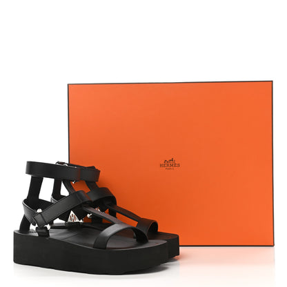 Hermes Calfskin Womens Enid Sandals 36 Black 10 of 10